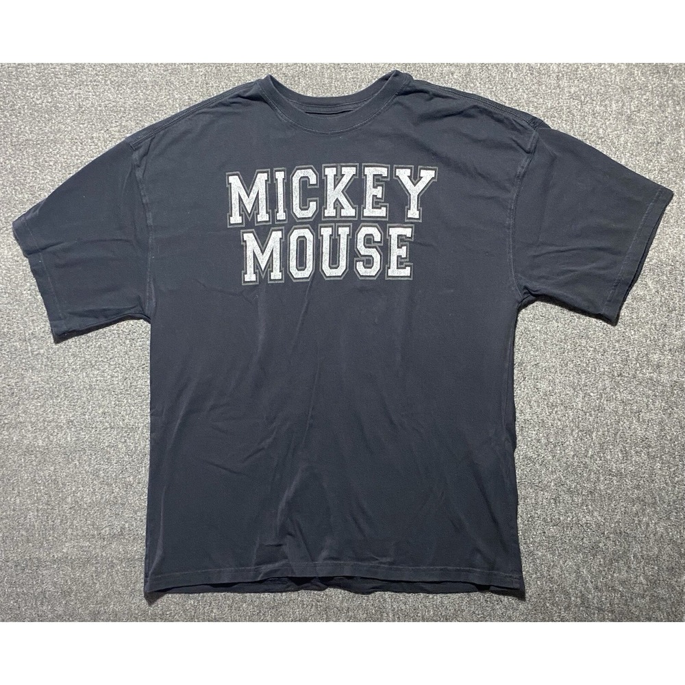 Mickey Mouse Tshirt Disney Black Shadow Logo Name Adult Size M